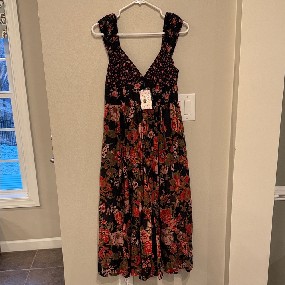 Free People Black and Red Floral Maxi Dress